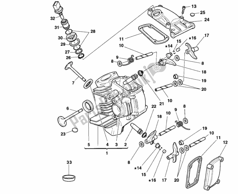 Alle onderdelen voor de Horizontale Cilinderkop van de Ducati Supersport 900 SS 1998